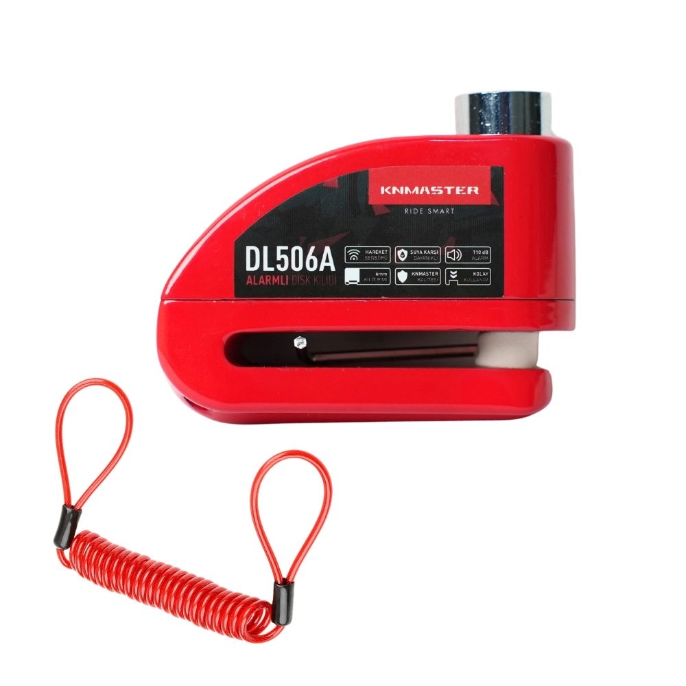 resimler/genel/KNMASTER DL506A 6mm Alarmlı Disk Kilidi | Hatırlatma Kablosu ve Taşıma Çantası Hediye 