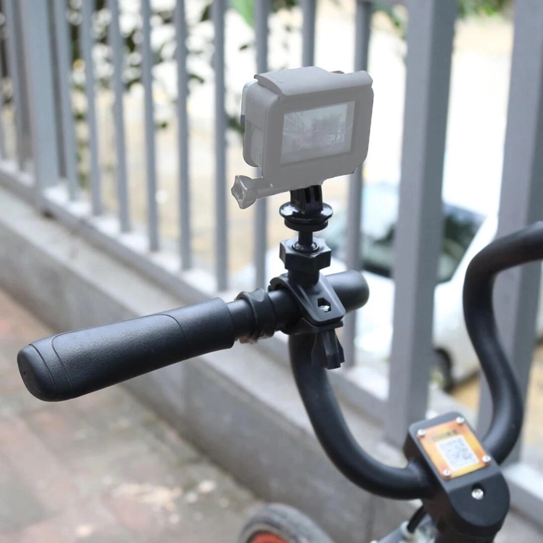 resimler/genel/Tüm Aksiyon Kameralara Uyumlu Gidon Aparatı + Tripod Adaptörü 