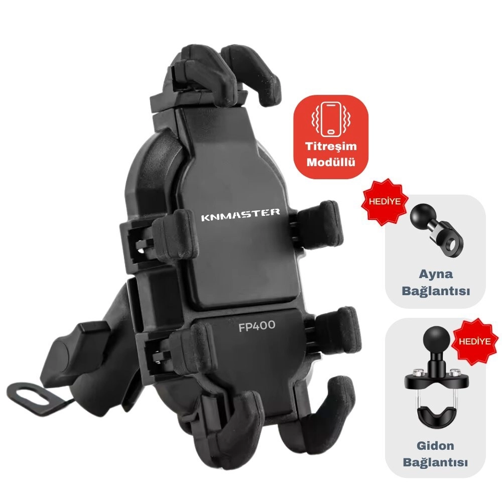 KNMASTER FP400 Titreşim Engelleyicili Tüm Motosikletlere Uyumlu Telefon Tutucu 