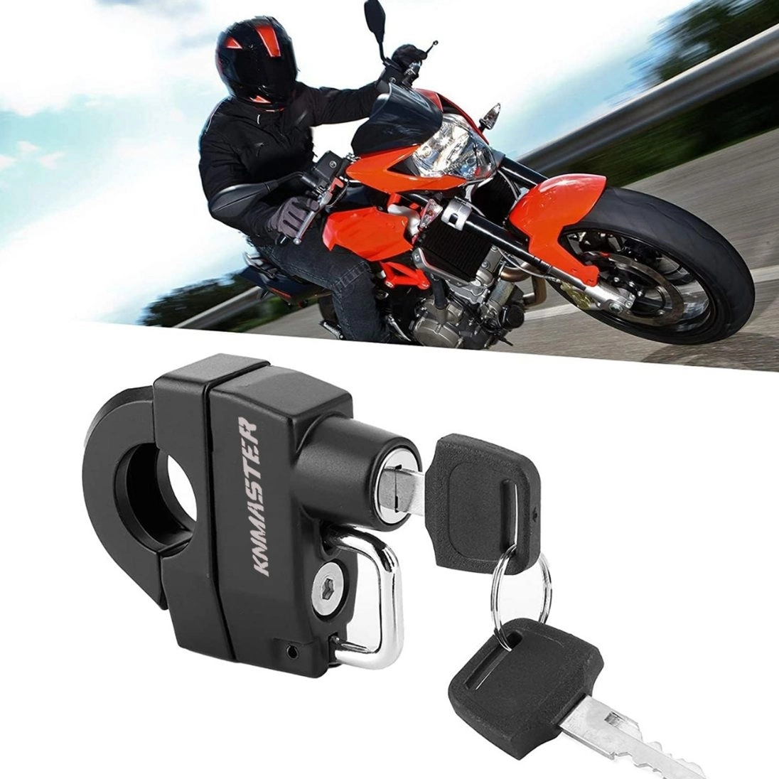 Knmaster Evrensel Motosiklet Kask Kilidi 22-26 mm Siyah 